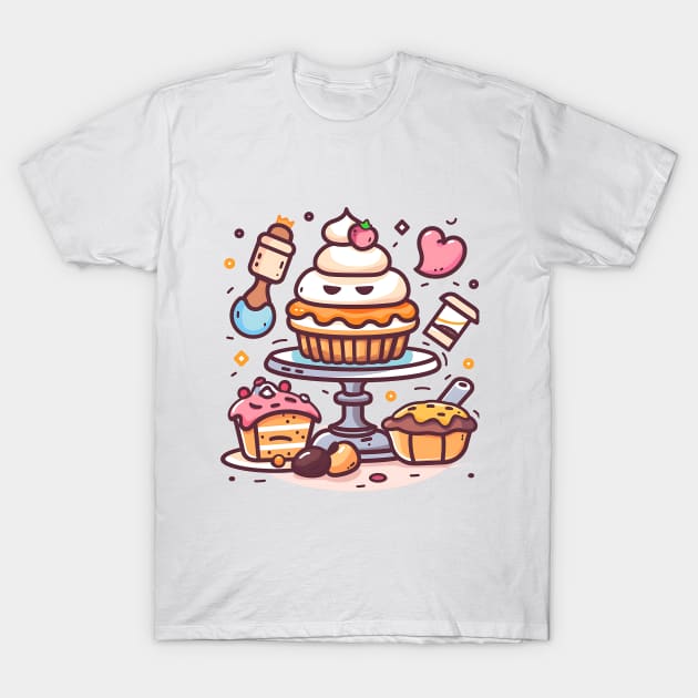 cooking cake T-Shirt by Printashopus